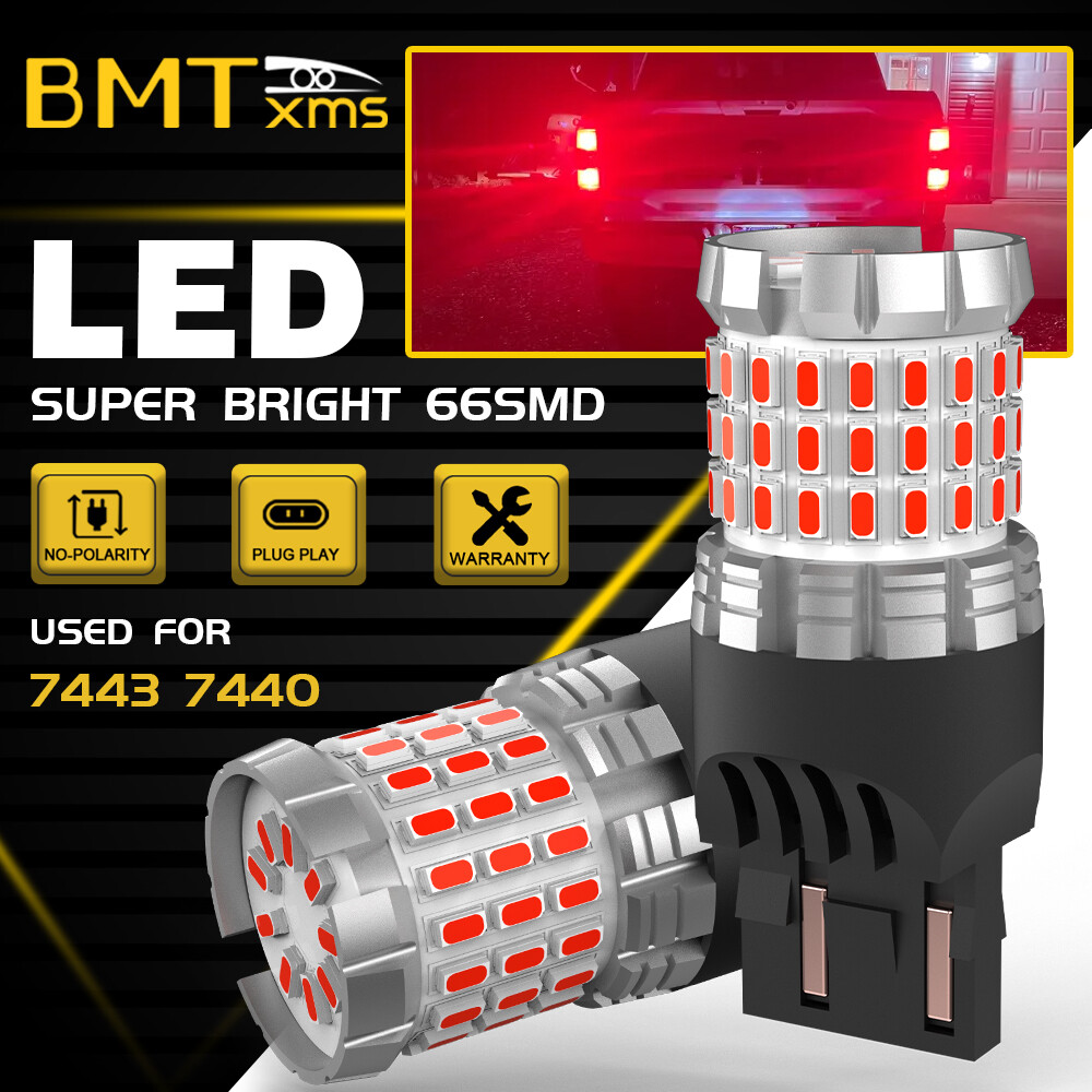 2x 7443 7440 LED Red Brake Stop Light Bulbs Canbus for Honda Pilot 2003-2015