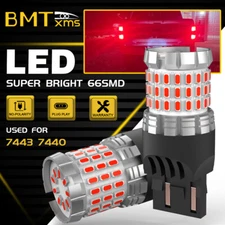 2x 7443 7440 LED Red Brake Stop Light Bulbs Bright for GMC Sierra 1500 2014-2018