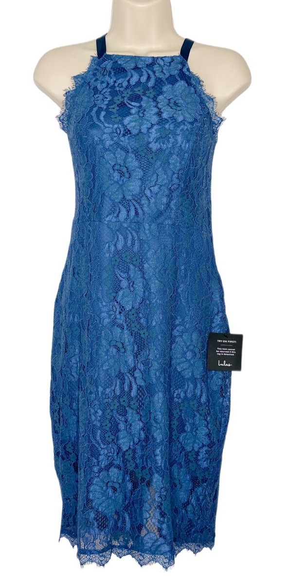 blue dress for baby girl Self-Portrait - Blue Guipure Lace Midi Dress main image 1