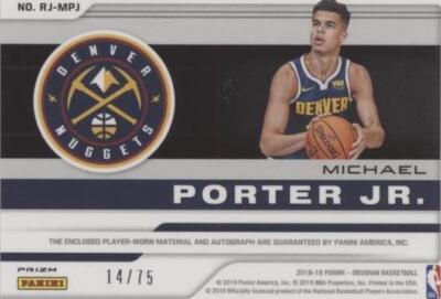2018-19 Panini Obsidian - Michael Porter Jr. #RJ-MPJ for