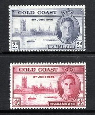 Gold Coast Stamp Scott #128-129, Peace Issue, Set of 2, MLH, SCV$1.85
