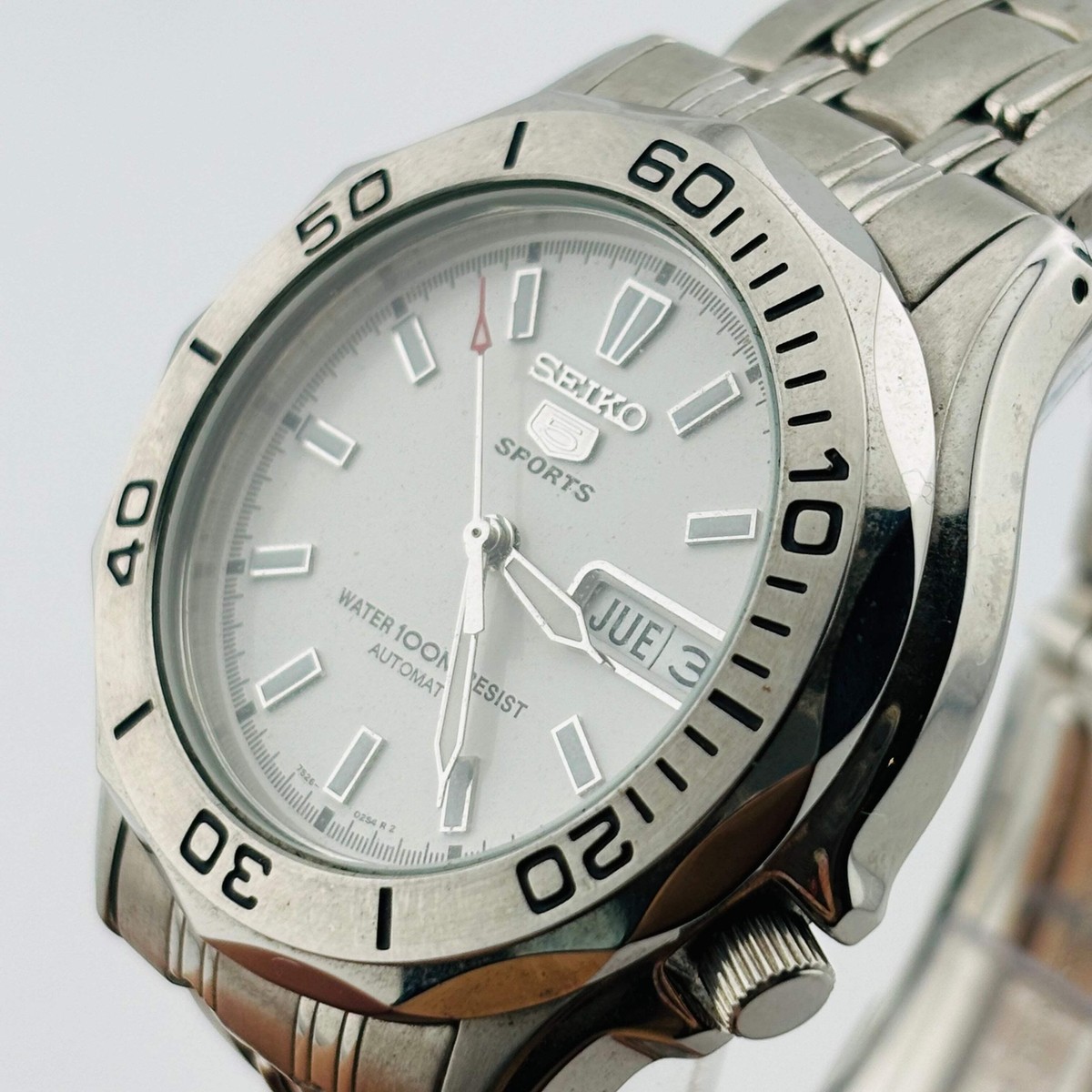 7S26 SEIKOファイブ OH済み 数字ダイヤル ガラス傷無し 海外モデル SEIKO 5SPORTS 7S26-01G0 Automatic Transparent back case Day Date