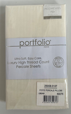 Portfolio Creme Paar Kissenbezüge Luxus Hohe Fadenzahl Perkal NEU