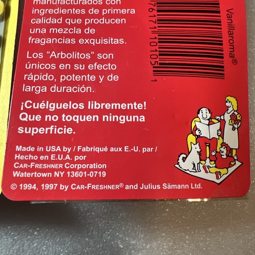 Vintage rare N.O.S. 1994-97 Vanillaroma car Freshener made IN USA by fabrique - Picture 3 of 4