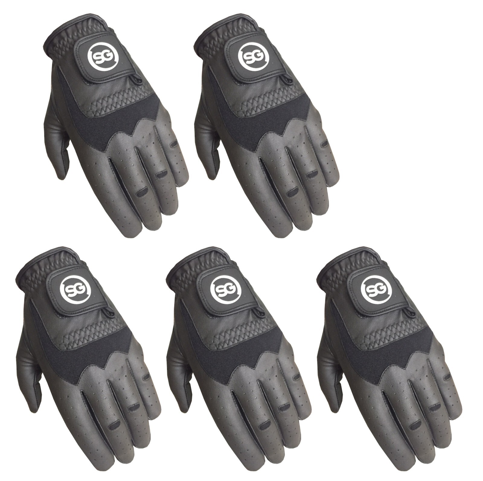 SG Hombre Negro Todas Clima Guantes Golf Cabretta Palma de Piel Parche Y Pulgar