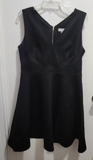 Calvin Klein Women's Sleeveless V Neck Fit & Flare Scuba Dress Black Size 14
