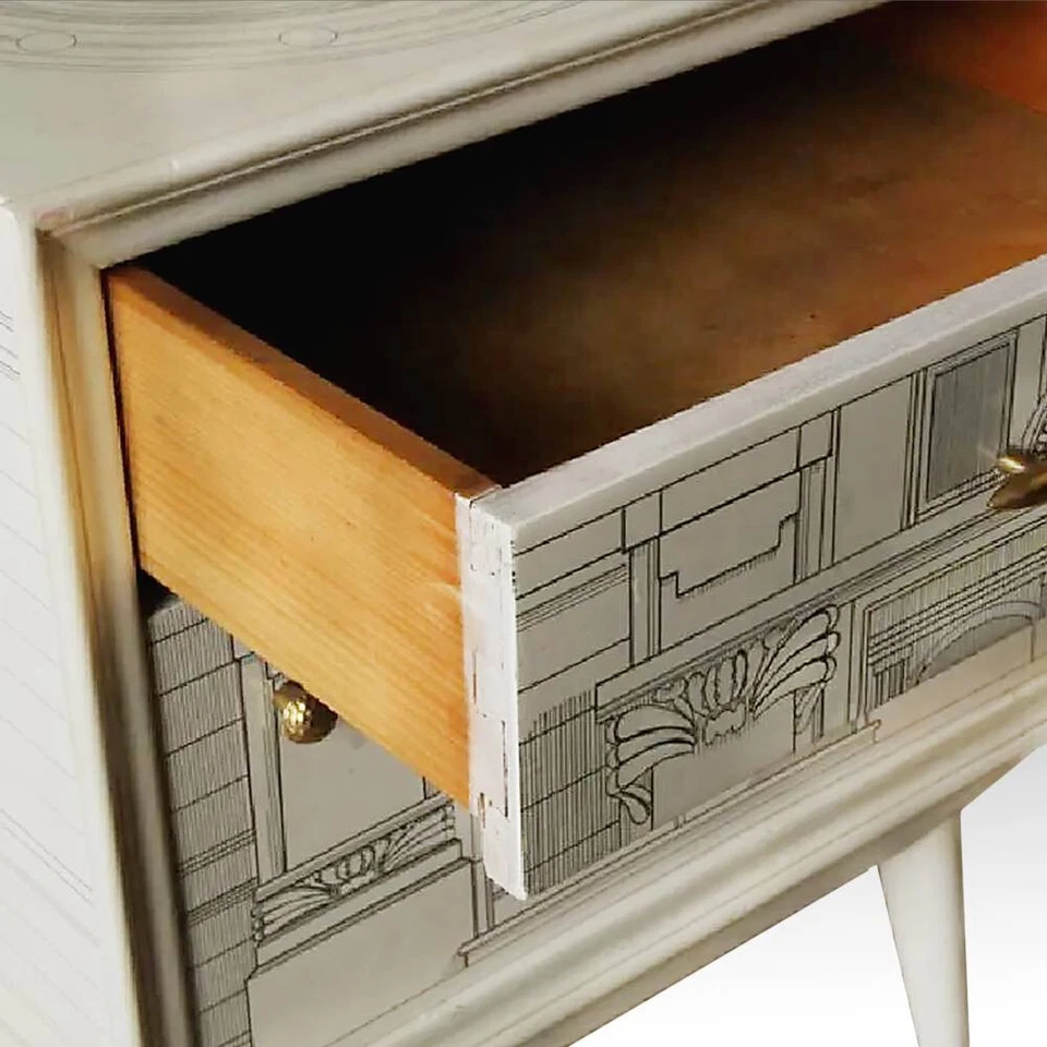 MANERA DE FORNASETTI UN CAJÓN UNA PUERTA PINTADO GABINETE LATERAL ITALIA CIRCA 1960 Foto 4 de 4