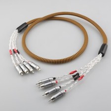 Silver Plated 4xRCA Male To 4RCA Male HIFI Audio RCA Splitter Interconnect Cable