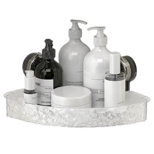 Suction Cup Shelf Glacier Pattern Bathroom Storage Rack for Home Use (Triangle) - Picture 3 of 9