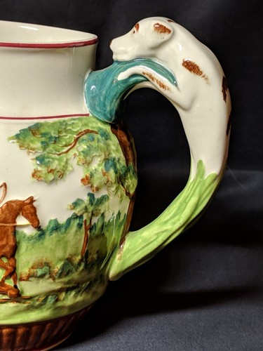 Antique Wedgwood Etruria Dye Ken John Peel Pitcher Dog Hunting Scene Painted - Picture 8 of 14