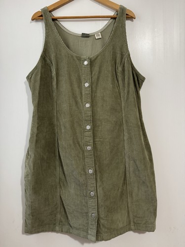 Levi's Women's XXL Tuli Denim Mini Dress, Deep Lichen Green Corduroy