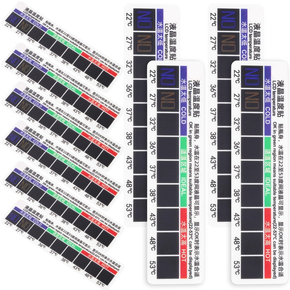 Temperature Sticker Jar 10Pcs Adhesive Thermometer Strip Water Temperature Measuring Sticker ...