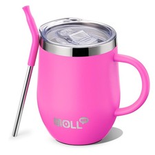 Kids Tumbler with Handle 12 oz Insulated Cup with Leak Proof Lids and Straws-...