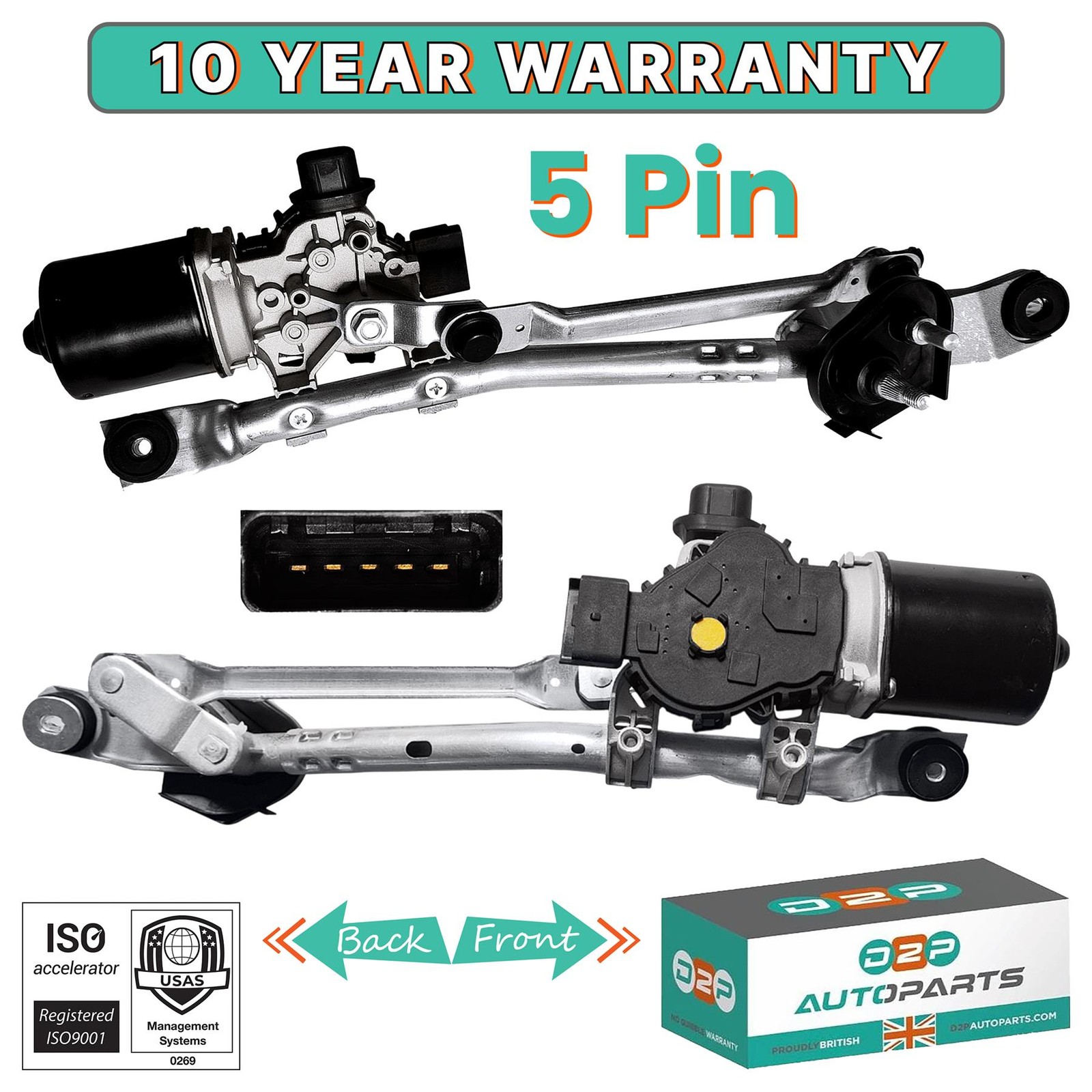 FRONT WINDSCREEN WIPER MOTOR & LINKAGE FOR CITROEN C1 PEUGEOT 108 TOYOTA AYGO