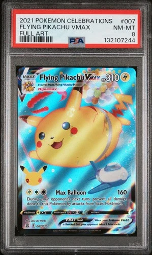 2021 POKEMON CELEBRATIONS #007 FULL ART/FLYING PIKACHU VMAX PSA 8