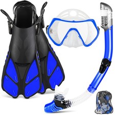 Mask Fin Snorkel Set with Adult Snorkeling Gear, Panoramic View Diving Mask, ...
