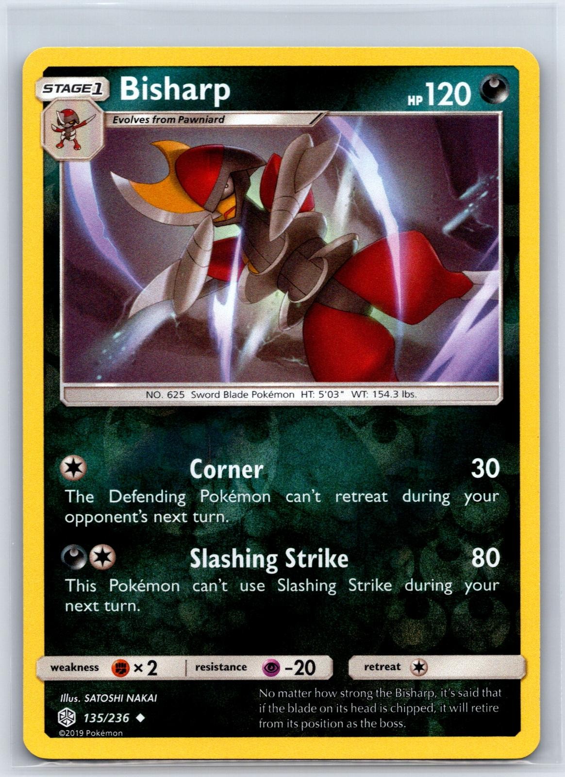 Bisharp 135/236 Uncommon Cosmic Eclipse Pokemon Reverse Holo NM/M 611d-19