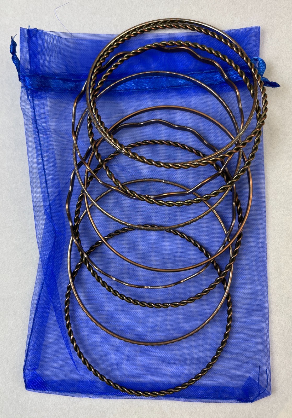 Bangle Stack Bracelets Set 10 Silver Copper color… - image 7