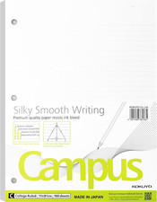 Kokuyo Campus Loose Leaf Paper for 3 Ring Binders, 8-1/4"X11”, College Ruled Not