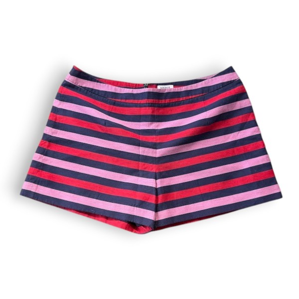 Marcs Size 12 Navy Pink Red Stripe Cotton Blend Tailored Lined Shorts