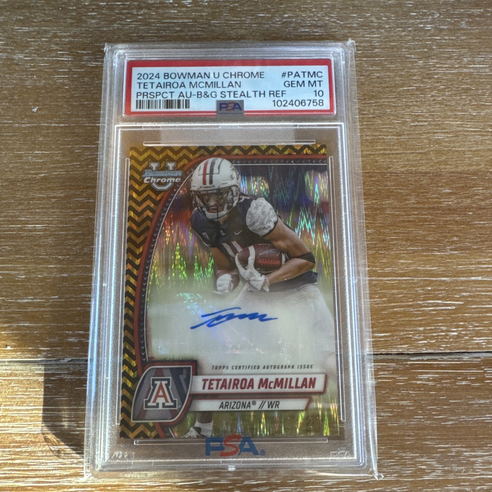 Tetairoa McMillan 2024 Bowman Chrome U Black & Gold Stealth Auto 3/24 PSA 10