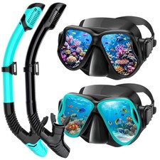 Snorkeling Gear for Adults, Dry-Top Snorkel Set Scuba Diving , 180  Panoramic...