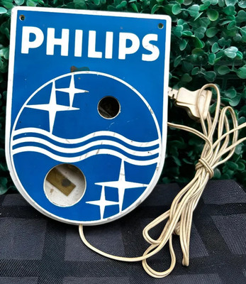 VINTAGE & VERY RARE PHILIPS ARGENTINA LAMP BULB WALL TESTER ADVERTISING EMBLEM