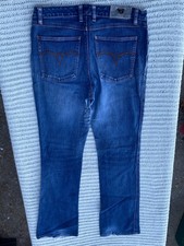 Sergio Valente Jeans Mens 34x33 Blue Stretch Denim Faded Embroidered Pockets