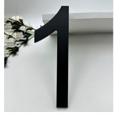 BetLight 8 Inch Floating House Number 1 Matte Black Modern Address Digit Large
