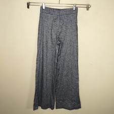 Theory Wide Leg Linen Pants Size 00 Womens High Waist Blue
