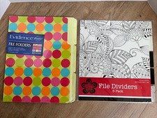 12-Pack Decorative File Folders 5 Pack Coloring Dividers Tabs 9" x 11.5"
