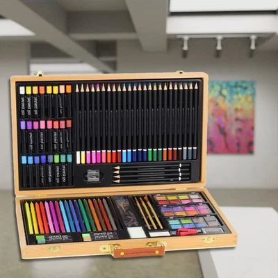 HAGO® Malset Zeichnen 109-teilig Buntstifte Ölkreide Kunst Pinselfarben Pastell