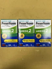 3 New Bausch & Lomb PreserVision AREDS 2 - 130 Mini Soft Gels Each Exp. 11/2025+