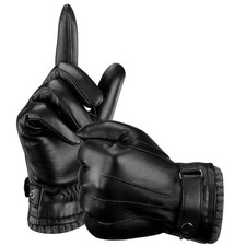 Sheepskin Leather Gloves for Men, Soft Warm Cashmere Lining Full Hand Touchsc...