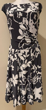 LAUREN by RALPH LAUREN Womens Dark Gray & White Dress - Sz 8