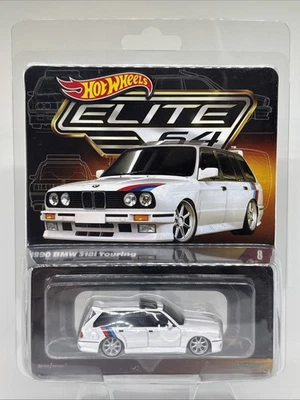 Hot Wheels Elite 64 #8 1990 BMW 318i Touring White 1:64 Diecast Real Rider HNJ60 - Image 1 of 3