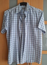 Herrenhemd Kurzarmhemd Identic S 37/38 weiß blau kariert