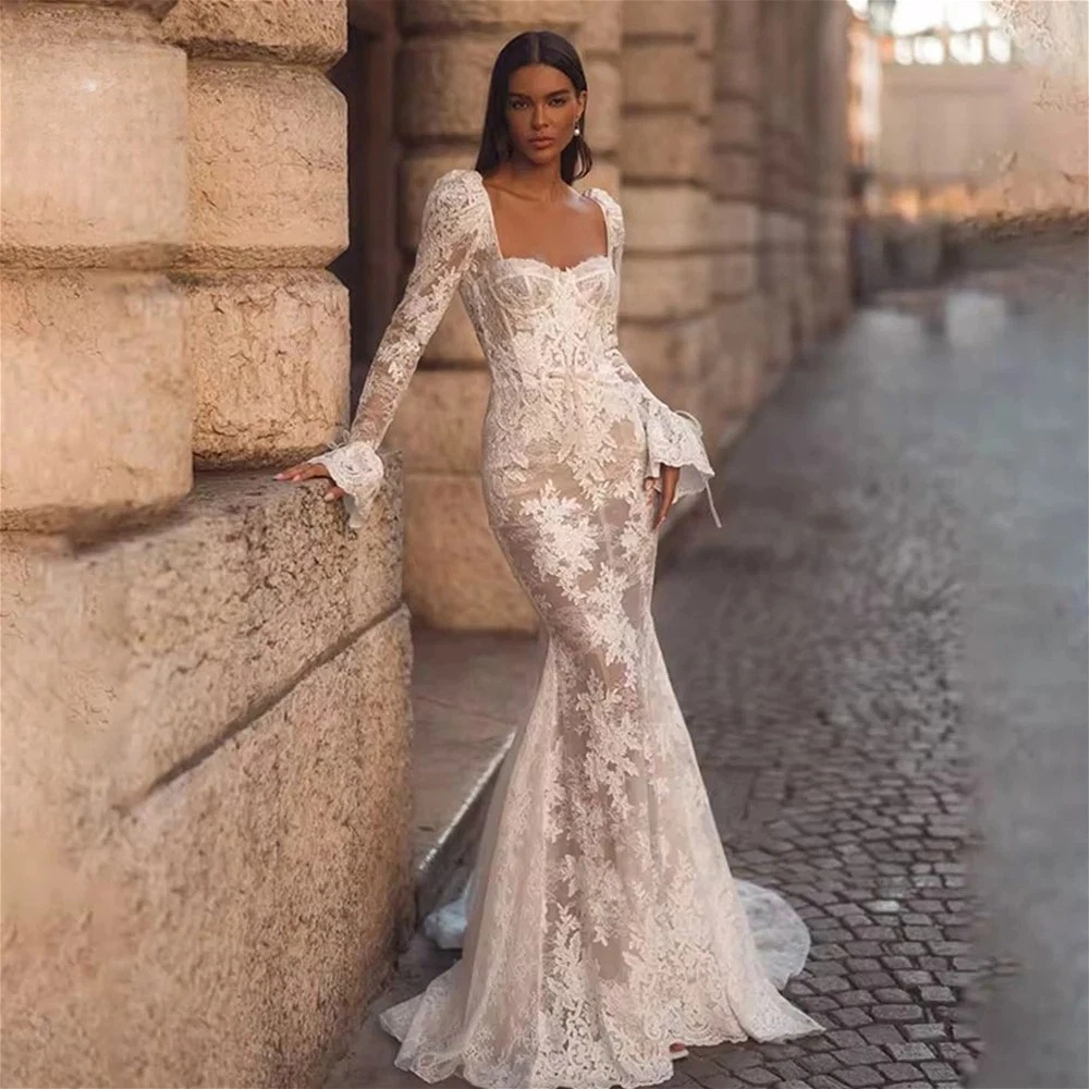 Polyester Square Neck Long Sleeve Wedding Dresses for sale | eBay Polyester Square Neck Long Sleeve Wedding Dresses for sale | eBay