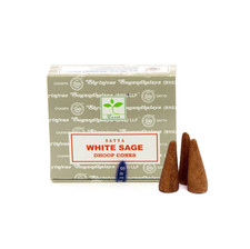 Satya White Sage Dhoop R&auml;ucherkegel mit Halter, 12 St&uuml;ck