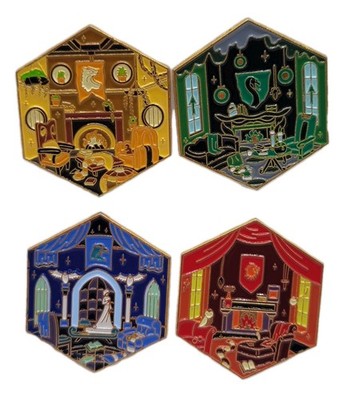 Fantasy Wizard School Common Room Enamel Pin Set 4-Pack Harry Potter Inspired