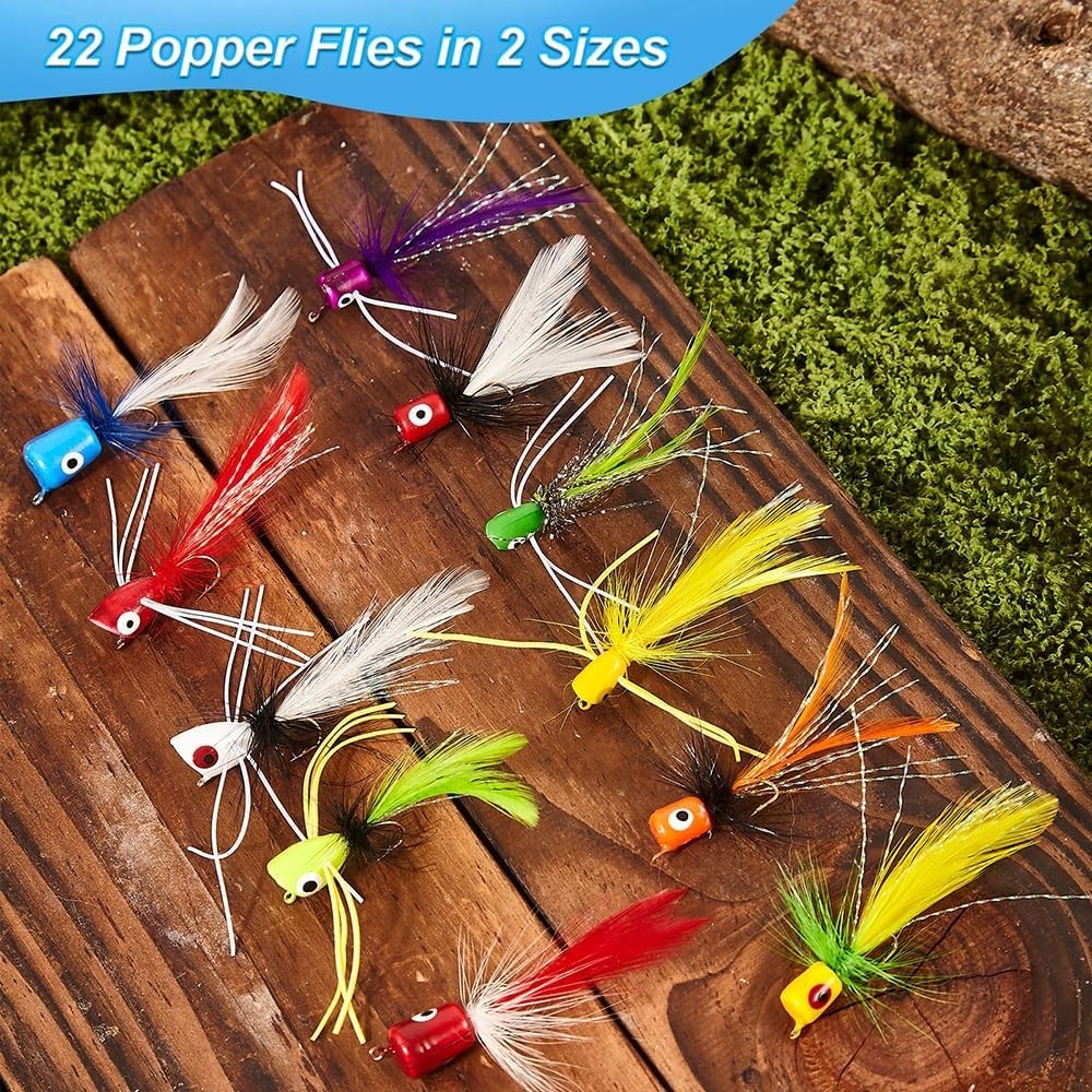 Fly Fishing Poppers - Assorted Colors & Sizes for Bass, Trout, Panfish - Image 3