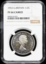 Great Britain. Elizabeth II. 1953. Proof Half Crown. NGC PF66 CAMEO.