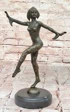VINTAGE ART DECO BRONZE SCULPTURE BY DEMETRE CHIPARUS TANGO DANCERS MARBLE BASE