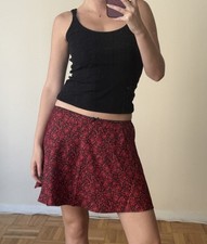 Gap Red Floral Skirt Bow Detail Elastic Waist Pull On NWT