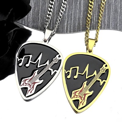 Hiphop Guitar Pick Sound Wave Chain For Women Men Stainless Steel   Color M