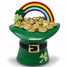 St. Patrick s Day Leprechaun Hat Figurine 4 Resin Decoration with Rainbow, Go