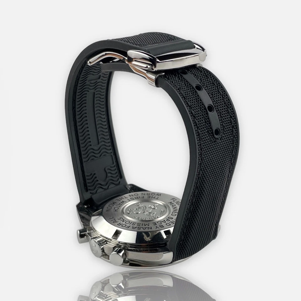 Nueva correa de reloj de extremo curvo de goma de tela de vela de 20 mm para Omega Speedmaster Moonwatch Foto 2 de 4