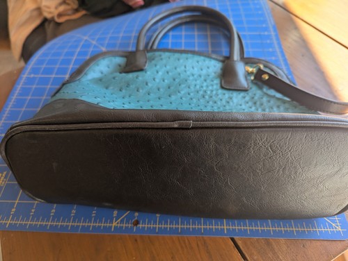 Cartera London Niebla Imitación Avestruz Doble Asa Cartera Bolso de Mano Verde azulado - Imagen 6 de 8