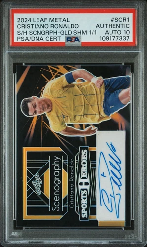 2024 Leaf Metal CRISTIANO RONALDO Scenography Gold Shimmer 1/1 PSA 10 Auto