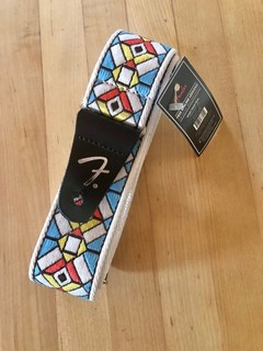 beautiful stained glass Cathedral Fender guitar bass strap NEW! Pasadena woven